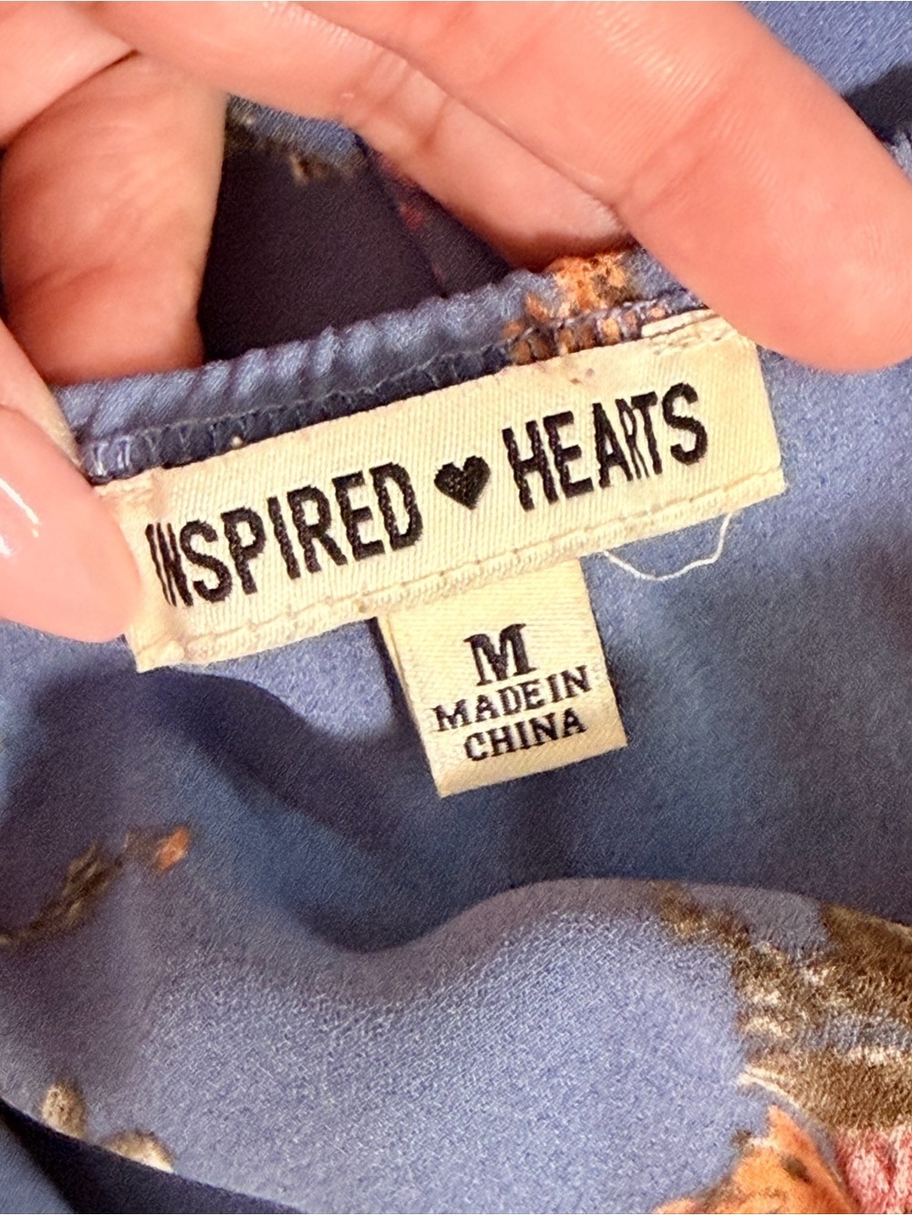 Inspired Hearts Floral Wrap Ruffle Dusty Blue Sz M - Picture 12 of 13